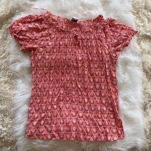 Jaclyn Smith off the shoulder patterned blouse!